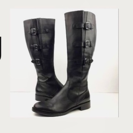 Ecco Hobart Buckle Tall Riding Moto Boots Black Size EU 40 